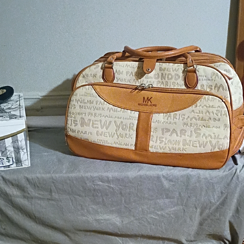 Michael Kors Brown and Cream Duffel Bag